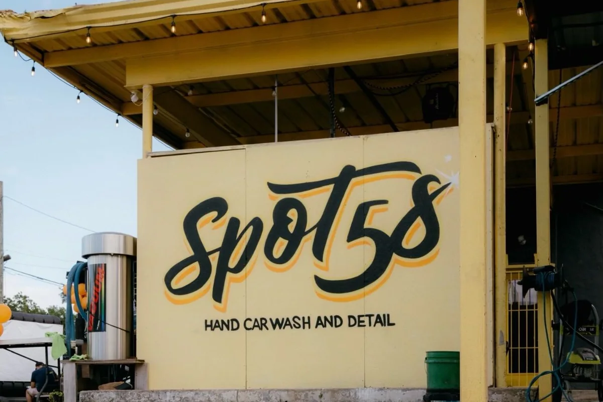 The Spot 58 hand car wash and detail wall on Hogan Street